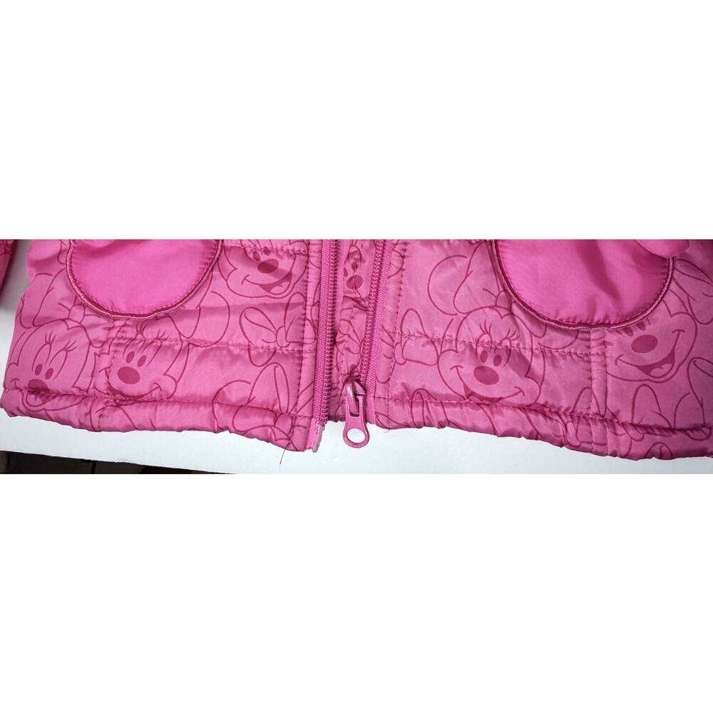 Disney‎ Collection Minnie Mouse All Over Print Hooded Puffer Jacket Pink Sz 2 - Picture 5 of 8